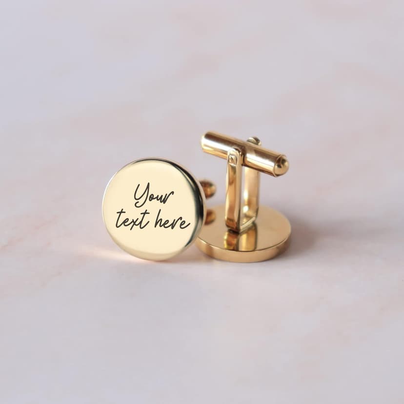 Custom engraved cufflinks for men, personalized wedding gift for groom, father of the bride & groom dad, best men, customized gold & silver cufflinks with dates, quotes or couples initials from bride