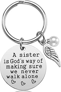 Sister Gift - A Sister is God's Way of Making Sure We Never Walk Alone KeychainJewelry Christmas Birthday Gifts for Sisters from Sisters