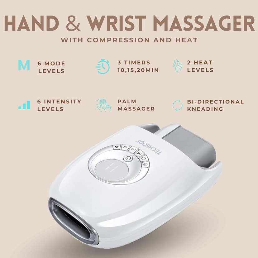 Hand Massager with Heat and Compression for Arthritis and Carpal Tunnel, Finger Numbness, Circulation, Pain Relief, from Wrist to Palm and Finger with Kneading Rollers, Fan Cooling Gifts for Women Men