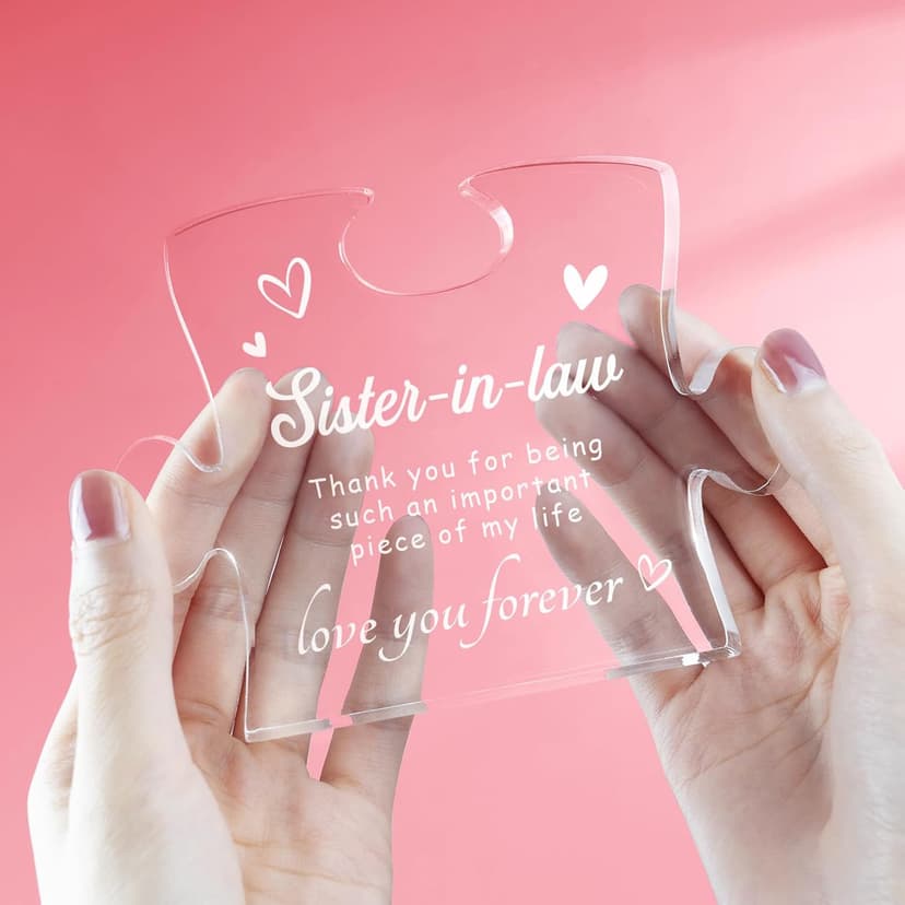 Sister in Law Gifts, Best Gifts for Sister in Law - 4.9 x 3.7 inch Engraved Acrylic Block, Christmas Mothers Day Wedding Gifts for Sister in Law, Sister in Law Birthday Gifts Ideas