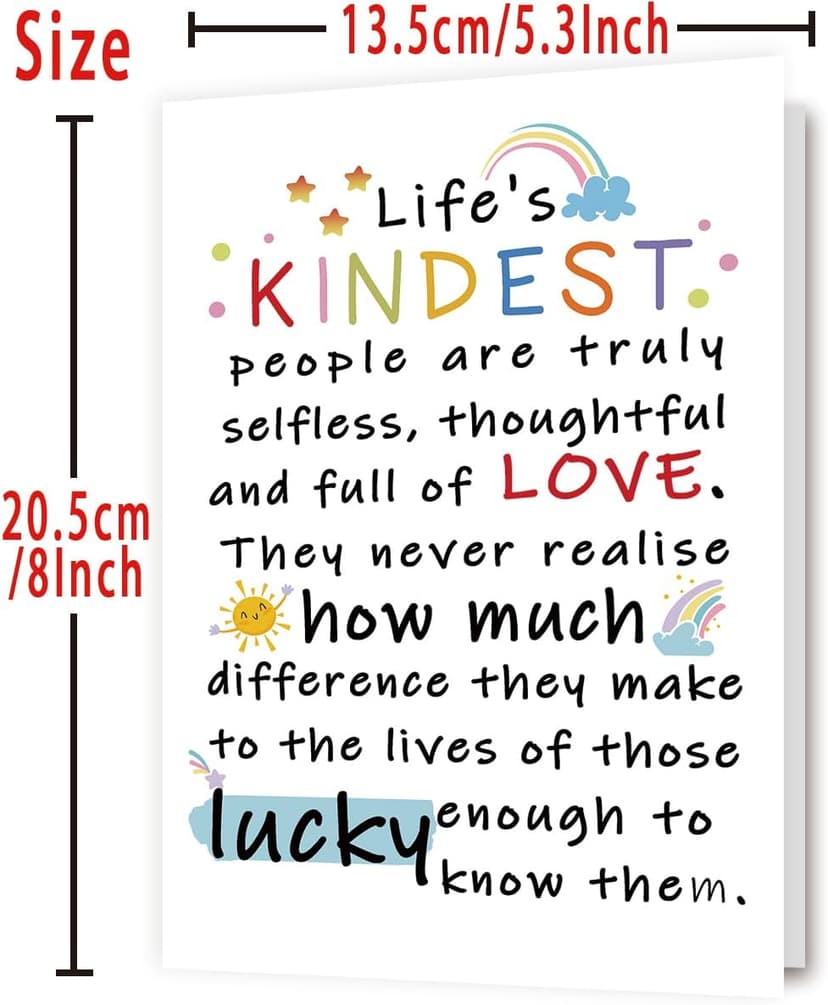 YiKaLus Cute Appreciation Card for Kindest Person, Great Thank You Card with Envelope for Women Men, Sweet Friendship Gift for Friends Classmates, Best Thank You Gift Ideas for Mom Dad