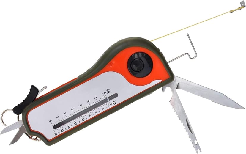Fisherman Gift Tool Fishing Multitool - Hook Remover, Scale Scraper, Tape Measure, Bait Cutter, Flashlight, Knife, Scissors, Weight Scale, Bottle Opener, Gift Idea for Men Women Kids