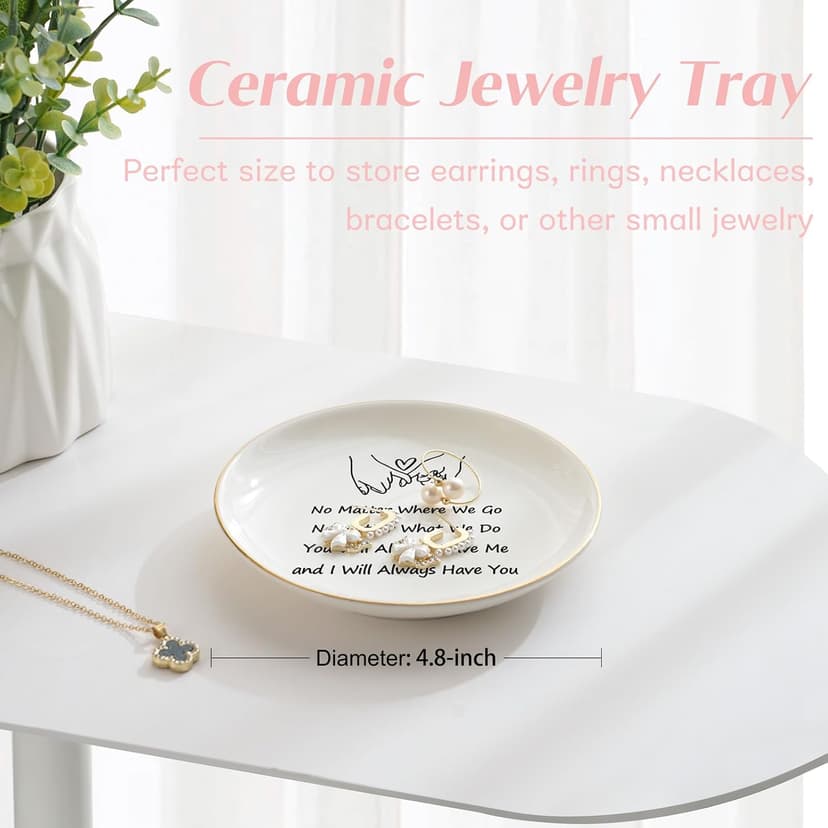 Best Friend Birthday Gifts for Women Ceramic Jewelry Dish, Long Distance Friendship Gifts for Women, Galentines Day Gifts for Friends Bestie Coworkers Classmates