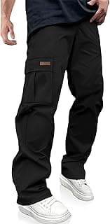 PLEPAN Men's Casual Cargo Pants Drawstring Hiking Pants Workout Tactical Joggers Sweatpants for Men