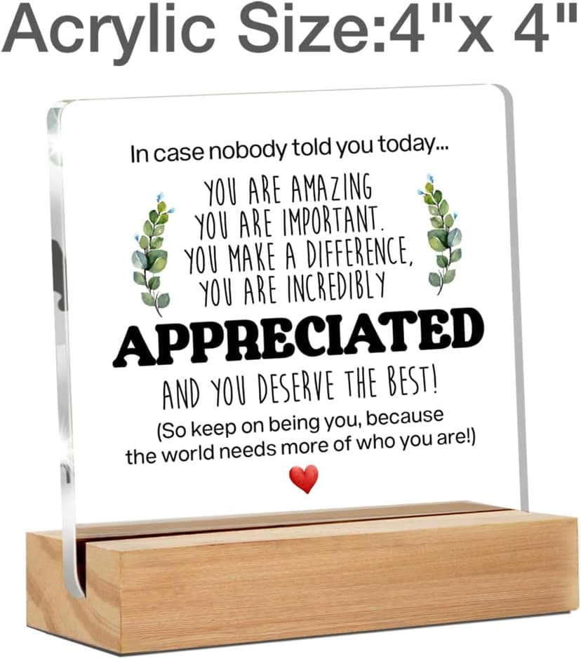 Inspirational Gift Ideas - Thank You Gifts for Women Men Friends - Appreciation Gifts for Coworker - Motivational Quote Clear Desk Sign Decor Home Office Desk Decor (4 x 4 Inches)