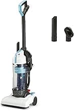 Amazon Basics Upright Bagless Vacuum Cleaner for Carpet and Hard Floors, With Crevice and Upholstery Tools, Detachable Handle, Lightweight (8.4 lbs), 1.7L Dust Cup, 720W, 25ft Cord, Black/White