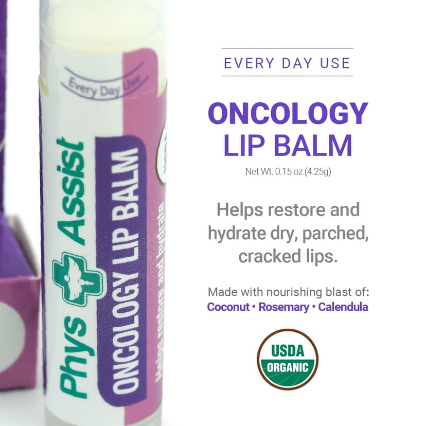 PhysAssist Oncology Cream 4 oz plus Lip Balm. Hydrates and Pampers Stressed skin. Made with a blend of natural Botanicals. Clinically Tested, Non Irritant.