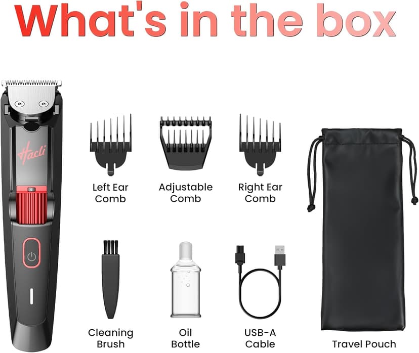 Men's Beard Trimmer with Precision Dial, 20 Adjustable Length Settings for Beard Mustache & Facial Grooming, Cordless Rechargeable, Professional Hair Clipper IPX7 Waterproof Wet/Dry Use, Red