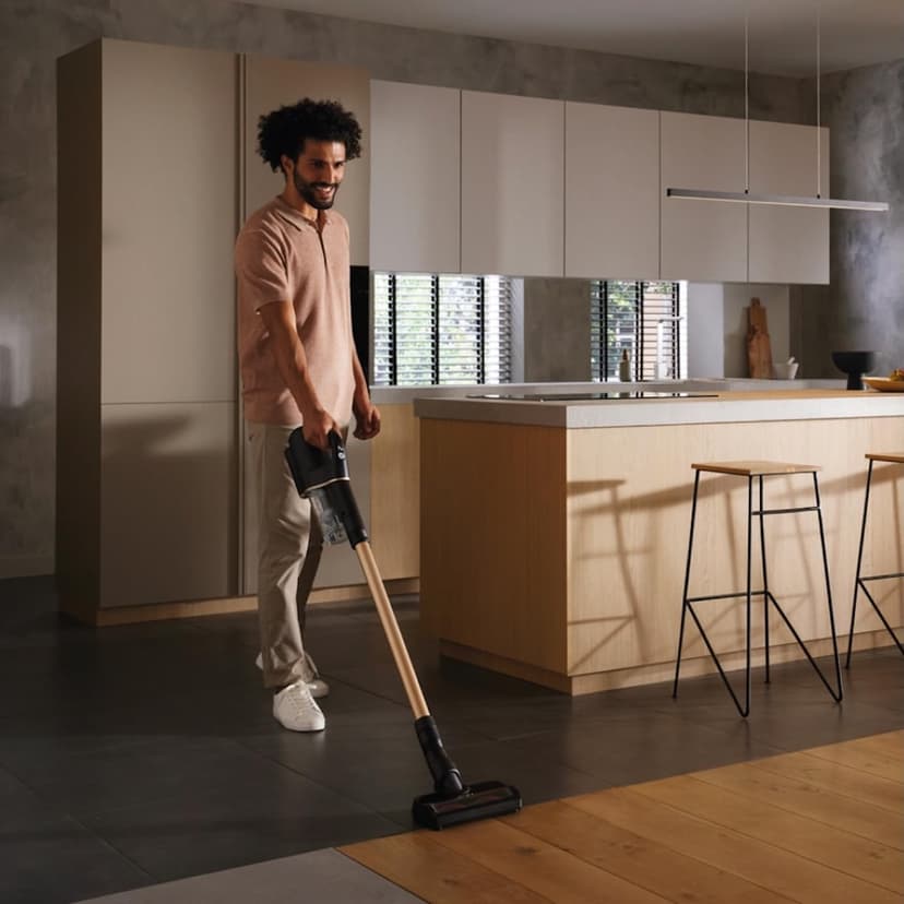 Miele Duoflex Total Care Vacuum Cleaner, Cordless and Bagless Multi-Use, Multi-Floor Flexible Stick Vacuum with 4 Attachable Brushes and Accessories, in Obsidian Black / Rose Gold