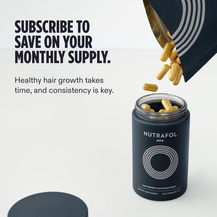 Nutrafol Men's Hair Growth Supplements, Clinically Tested for Visibly Thicker Hair and Scalp Coverage, Dermatologist Recommended - 1 Month Supply