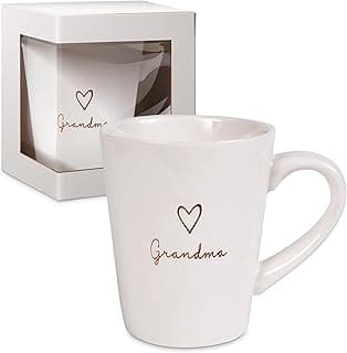 Pavilion Grandma Coffee Mug - Stoneware Coffee Cups for Grandmothers with Heart Tag - Ideal for Daily Use with "Grandma" Text Design - Microwave & Dishwasher Compatible - Cream, 15 oz