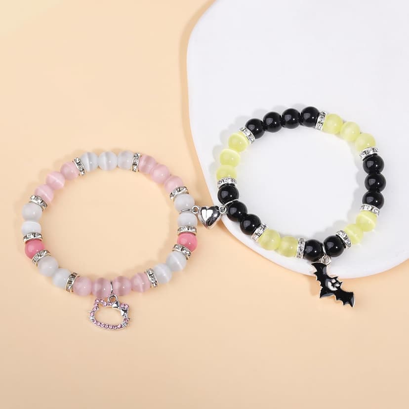 Korotho Matching Spider Bracelets for Couples Best Friend, Christmas Matching Heart Charm Bracelets Gifts for Couples Friends Spider Friendship Jewelry to Sister Bestie Long Distance Gift for Bf Gf