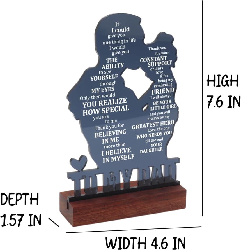 Dad Gifts from Daughter - Meaningful Fathers Day, Birthday, Christmas Sentimental Present for Father, Step Bonus Dad Daddy Papa Pop Old Man Acrylic Keepsake Plaque for Desk Decor Office Home