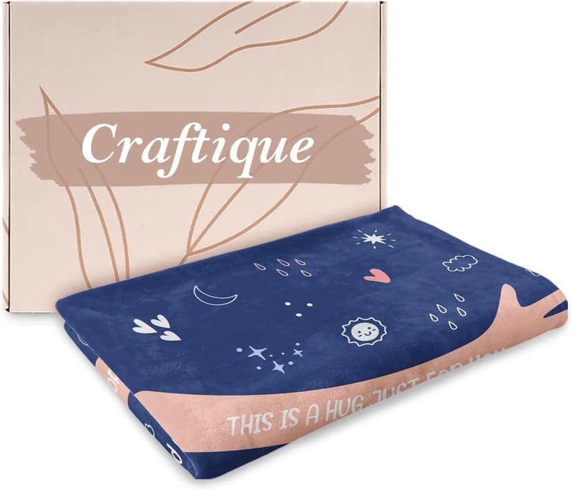 Craftique I Love You Gifts for Him Her - Soft Blanket with Love Hug - Long Distance Relationship Gifts, Anniversary/Birthday Gift for Boyfriend Girlfriend Friend