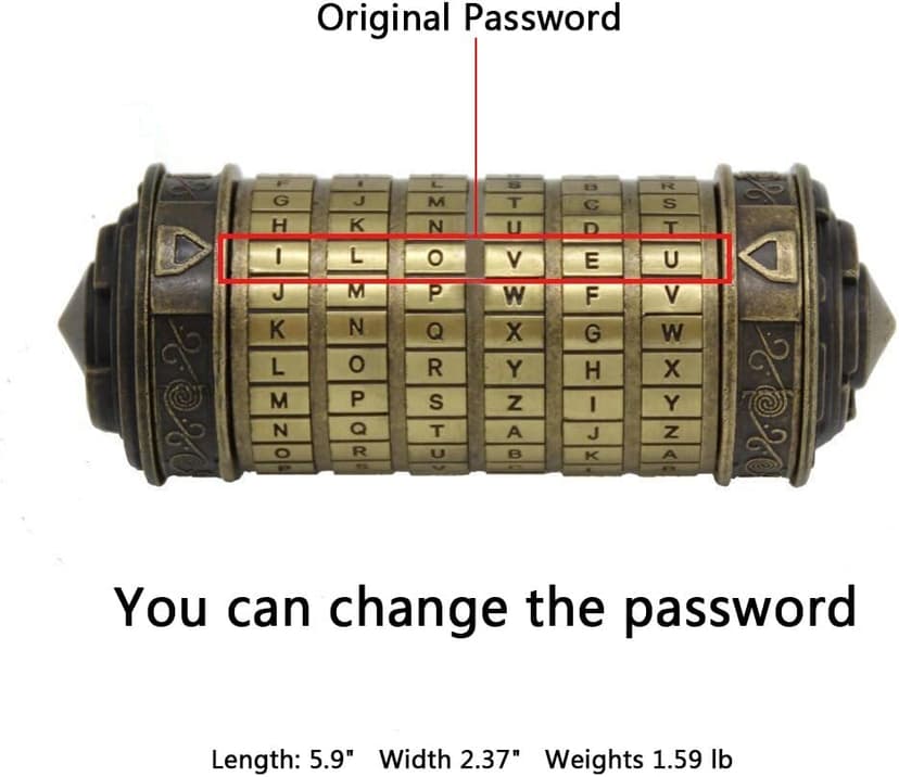 YOFIT yofit Da Vinci Code Mini Cryptex Lock Puzzle Box with Hidden Compartments for Notes Paper Money Rings Jewelry, Anniversary Romantic Birthday Gifts for Her Men Women Girlfriend