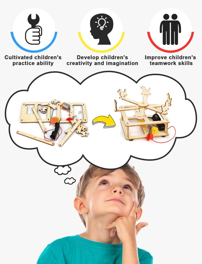 Poraxy 4 in 1 STEM Kits for Kids Age 8-10, Science STEM Projects for Kids 8-12, 3D Puzzles, Educational Craft Building Toys 8-13, Christmas Birthday Gifts for Girls Boys 6 7 8 9 10 11 12 13 Year Old