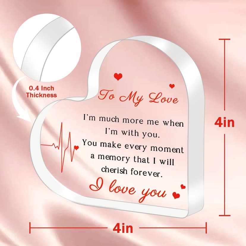 Gifts for Her/Him, Girlfriend Boyfriend Gifts - Engraved Acrylic Plaque 4 x 4 Inches, Anniversary Christmas Valentine's Day Birthday Gifts for Girlfriend Boyfriend Husband Wife