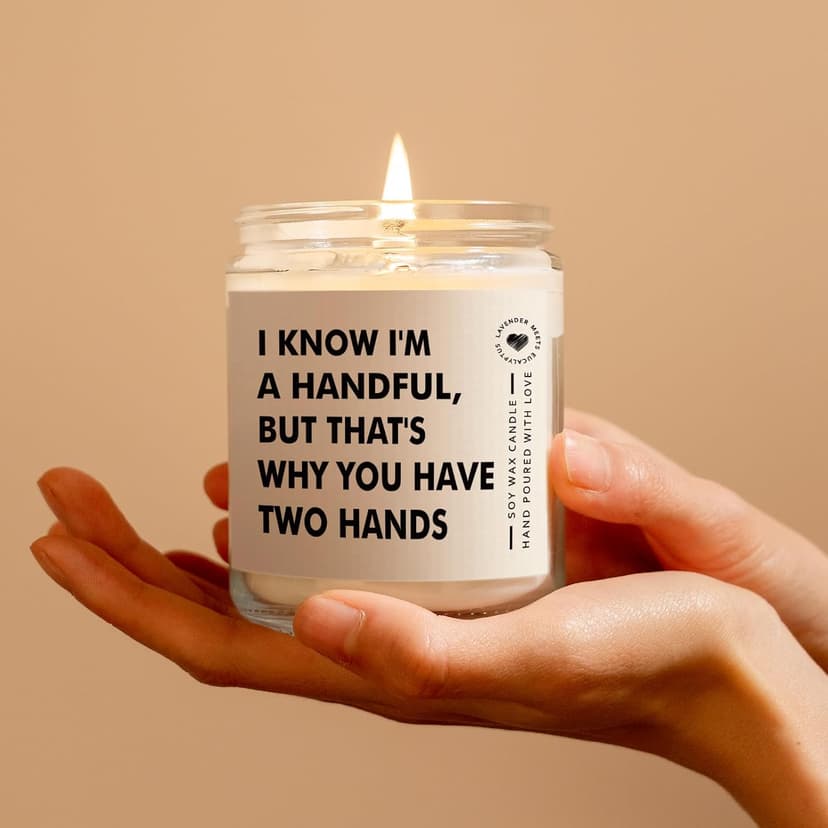 Anniversary Candle Gifts for Boyfriend, Husband, Him - Handmade Lavender Scented (7oz), Funny Birthday Valentines Day Christmas I Love You Gift for Him Boyfriend