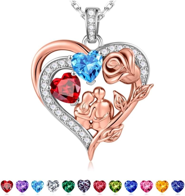 Iefil Christmas Gifts for Women Wife - 925 Sterling Silver Birthstone Necklace for Women, Anniversary Birthday Gifts for Wife Girlfriend Mom