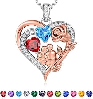 Iefil Christmas Gifts for Women Wife - 925 Sterling Silver Birthstone Necklace for Women, Anniversary Birthday Gifts for Wife Girlfriend Mom