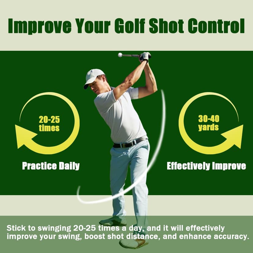 Retractable Golf Swing Training Aid, Golf Grip Trainer for Warm Up, Click Feedback Golf Swing Trainer for Improving Hitting Strength & Tempo, Ideal for Beginners, Indoor & Outdoor Practice