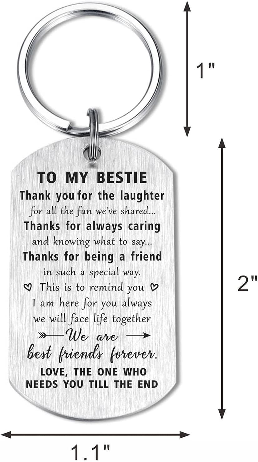 to My Bestie Gifts for Her - Bestie Birthday Friends Friendship Engraved Keychain Gifts