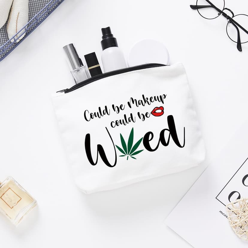 Fokongna Funny Makeup Bag Gifts For Best Friend Woman Gag Gifts for women Funny gifts Weed Small Cosmetic Bag Sister Travel Accessories Organizer Bag Toiletry Case for Birthday Christmas Gifts