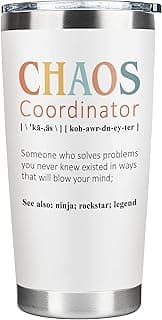 Thank You Gifts for Women, Boss Lady, Coworkers, Manager, Office, Teacher, Nurse, Mom, Her - Chaos Coordinator Gift Ideas - Valentines, Birthday Drinking Cup - 20 Oz Stainless Steel Tumbler