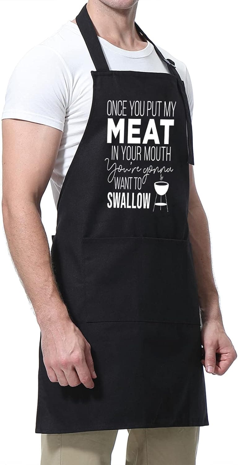 Miracu Funny Cooking Aprons for Men Husband - Christmas, Santa, Birthday Funny Male Gifts for Mens Best Friend, Gifts for Male Friends Guy Boyfriend Chef Man Him - Grilling Grill BBQ Apron w/Pockets