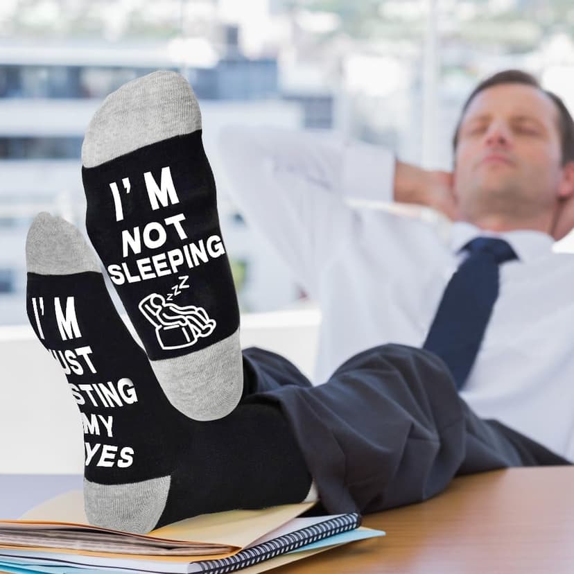 Dealswin Birthday Gifts for Men Dad Fathers Him Husband, I'm Not Sleeping I'm Just Resting My Eyes Socks