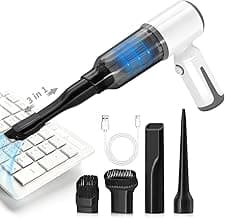 Cordless Vacuum Cleaner-Mini Air Duster, Portable Handheld Vacuum, 3 in1Dry Use Dust Buster & Air Blower for Kitchen, 6500PA Suction,Inflate/Deflate Swim Ring (White)