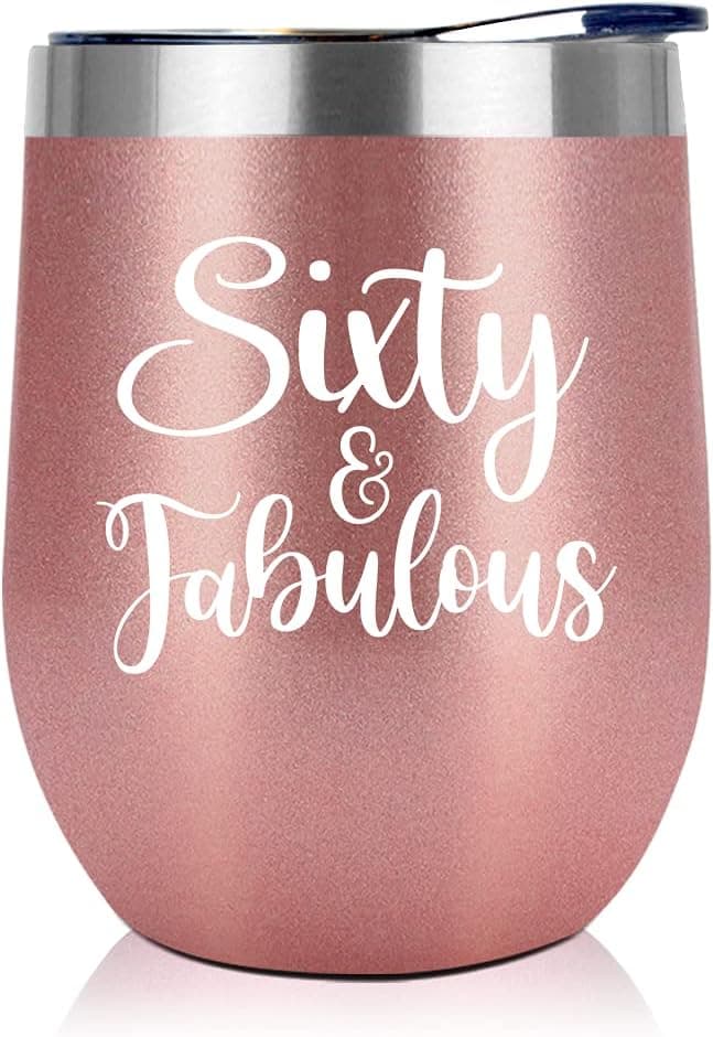 NewEleven 60th Birthday Wine Tumbler - 1965 Birthday Gift For Women | 12 Oz Capacity | Happy 60th Celebration Gift | For Mom, Wife, Aunt