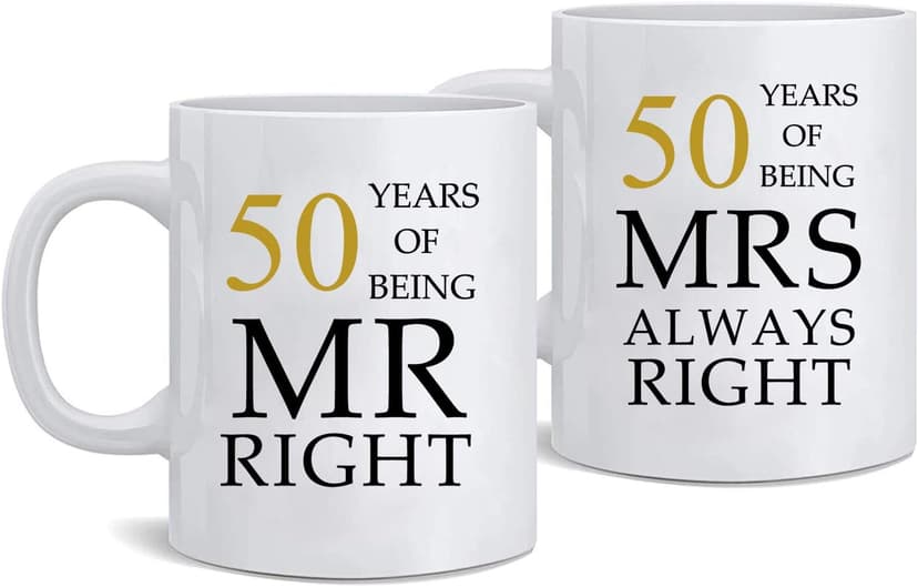 Kwieema 50th Wedding Anniversary for Couples, Golden 50th Anniversary for Parents, 50th Wedding Anniversary Coffee Mugs Grandparents Couples Mugs 50 Year Parents Anniversary Mug