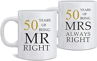 Kwieema 50th Wedding Anniversary for Couples, Golden 50th Anniversary for Parents, 50th Wedding Anniversary Coffee Mugs Grandparents Couples Mugs 50 Year Parents Anniversary Mug