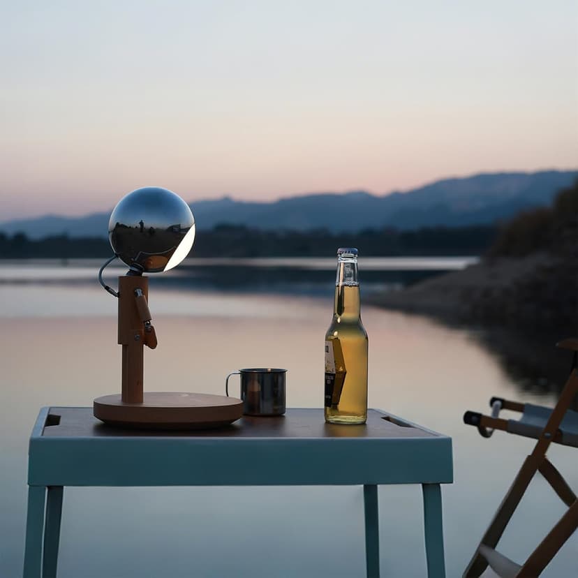 Pause Moon Lamp, Creative Wood LED Desk Lamp, Unique Decorative Lighting for Bedroom, Lamps for Night Stands, Rechargeable Cordless Lamp Office & Gift