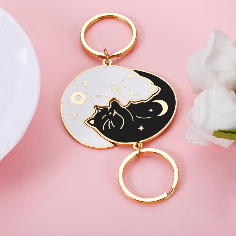 XPENMULBOJA Couple Gifts for Boyfriend Girlfriend Fathers Day Cat Dad Keychain Anniversary Matching Couple Stuff for Wife Husband Him Her Christmas Stocking Stuffer for Women Men Cat Lover