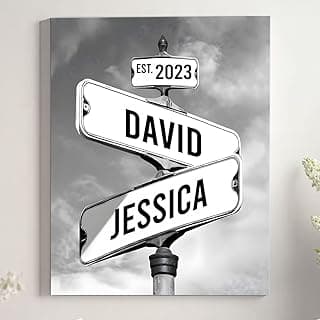 Personalized Vintage Street Sign For Couples Canvas, Best Gift For Сouple, Christmas Gifts for Her Him, Valentines Day Gift for Girlfriend Boyfriend, Wedding Anniversary Street Art Canvas Or Poster