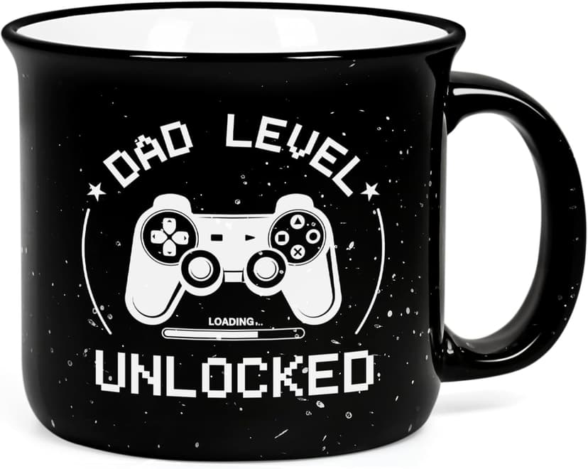 Cabtnca New Dad Gifts First Time, Dad Level Unlocked Mug, Birthday Christmas Father's Day Gifts for New Daddy, 15 Oz