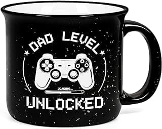 Cabtnca New Dad Gifts First Time, Dad Level Unlocked Mug, Birthday Christmas Father's Day Gifts for New Daddy, 15 Oz