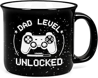 Cabtnca New Dad Gifts First Time, Dad Level Unlocked Mug, Birthday Christmas Father's Day Gifts for New Daddy, 15 Oz