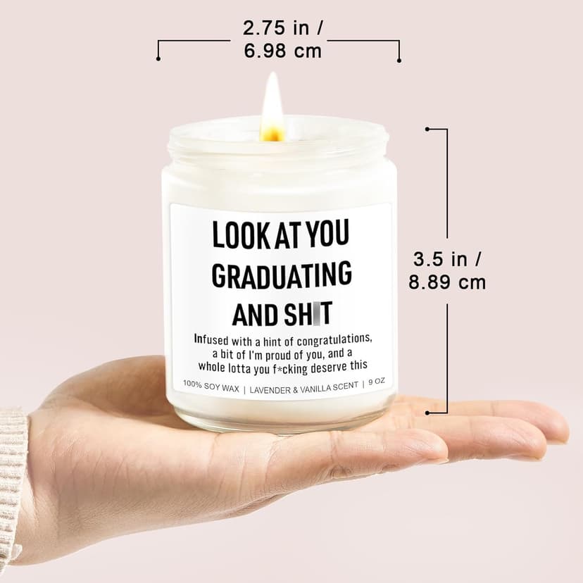 Funny Grad Candle, 2025 Graduation Gifts for Her, Him - College, High School, Masters Degree, Phd, Nursing & Nurse Graduation Gifts for Women, Men - 9 oz