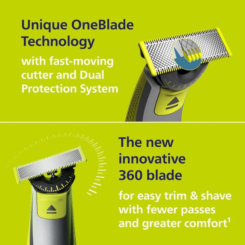 Norelco Philips Norelco OneBlade 360 Hybrid Face, Electric Beard Trimmer and Shaver, with 360 Blade Technology, 1x 360 Blade for Face, 5in1 Adjustable Comb, Model QP2724/90