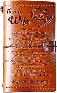 Wife Gifts from Husband, To My Wife Leather Journal, 140 Page Wife Refillable Writing Journal, Anniversary Wedding Christmas Gifts for Wife from Husband, Romantic Gifts for her