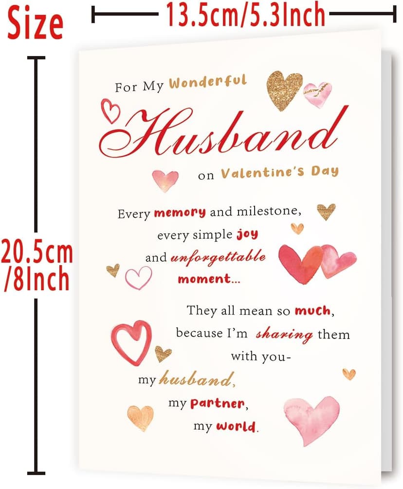 OJsensai Valentine’s Day Card for Wondful Husband, Valentines Decorations Gifts Ideas from Wife
