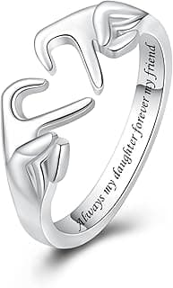 925 Sterling Silver Heart Claddagh Rings for Women Teens, Adjustable White Gold Plated Ring Friendship Promise Love Heart Jewelry Rings Mothers Day Valentines Holiday Gifts for Women Friends