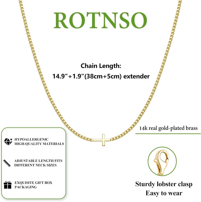 Cross Necklace for Women 14K Gold Silver Plated Dainty Small Cross Pendant Choker Simple Trendy Cute Cross Charm Chain Necklace Easter Basket Stuffers Baptism Religious Faith Jewelry Gift