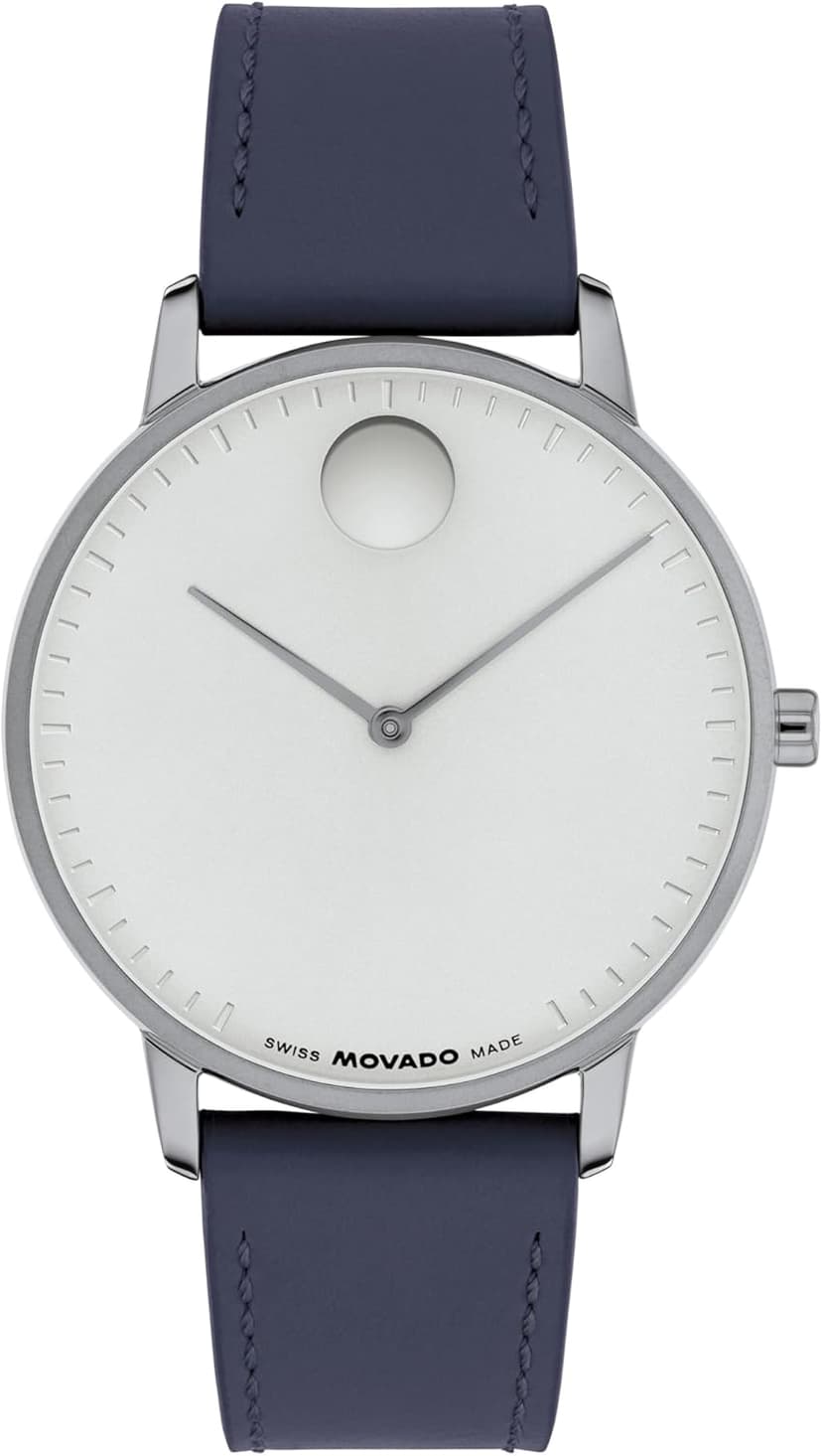 Movado Face Collection - Swiss Quartz Watch with 2H Movement, Leather Strap - Water Resistant 3ATM - Luxury Fashion Timepiece - Gift for Him and Her - 39mm