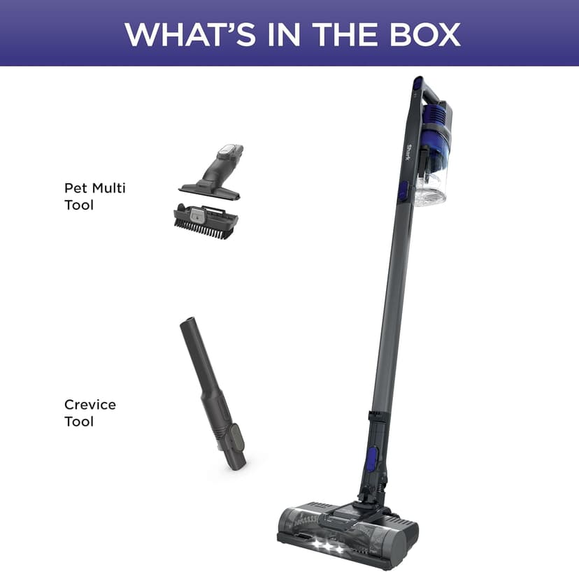 Shark | Pet Cordless Vacuum Cleaner | LED Headlights | Removable Handheld Vacuum for Pet Hair | Crevice Tool & Pet Multi-Tool Included | 40min Runtime | For Carpet & Hard Floors | Grey | IX141