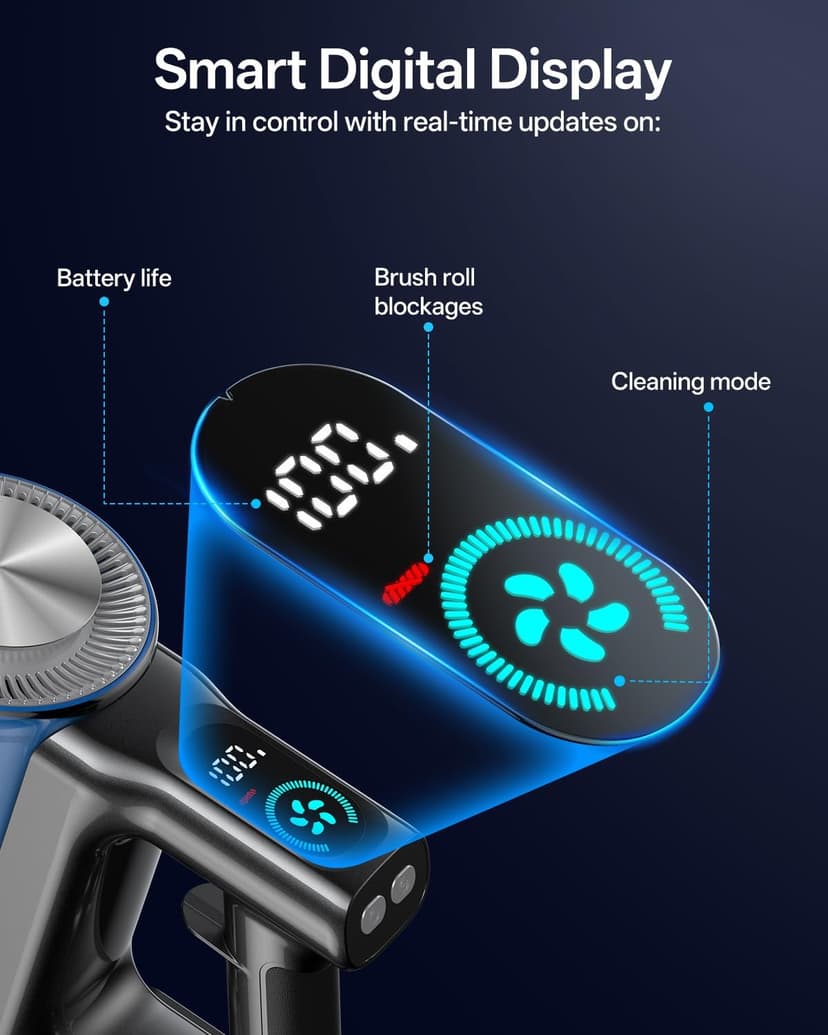 Cordless Vacuum Cleaner, 8-in-1 Cordless Stick Vacuum Cleaner with 3 Suction Modes, Up to 45mins Runtime, Rechargeable, Self-Standing, Wireless Vacuum Cleaners for Home Pet Hair Carpet Car Hard Floor