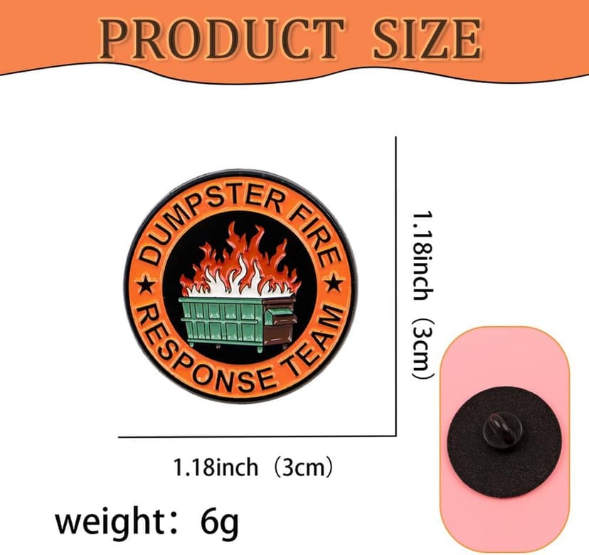 1Pcs/5Pcs/10Pcs Dumpster Fire Enamel Pins Response Team Alloy Badges for Jackets Hilarious Gifts for Coworkers Team Members
